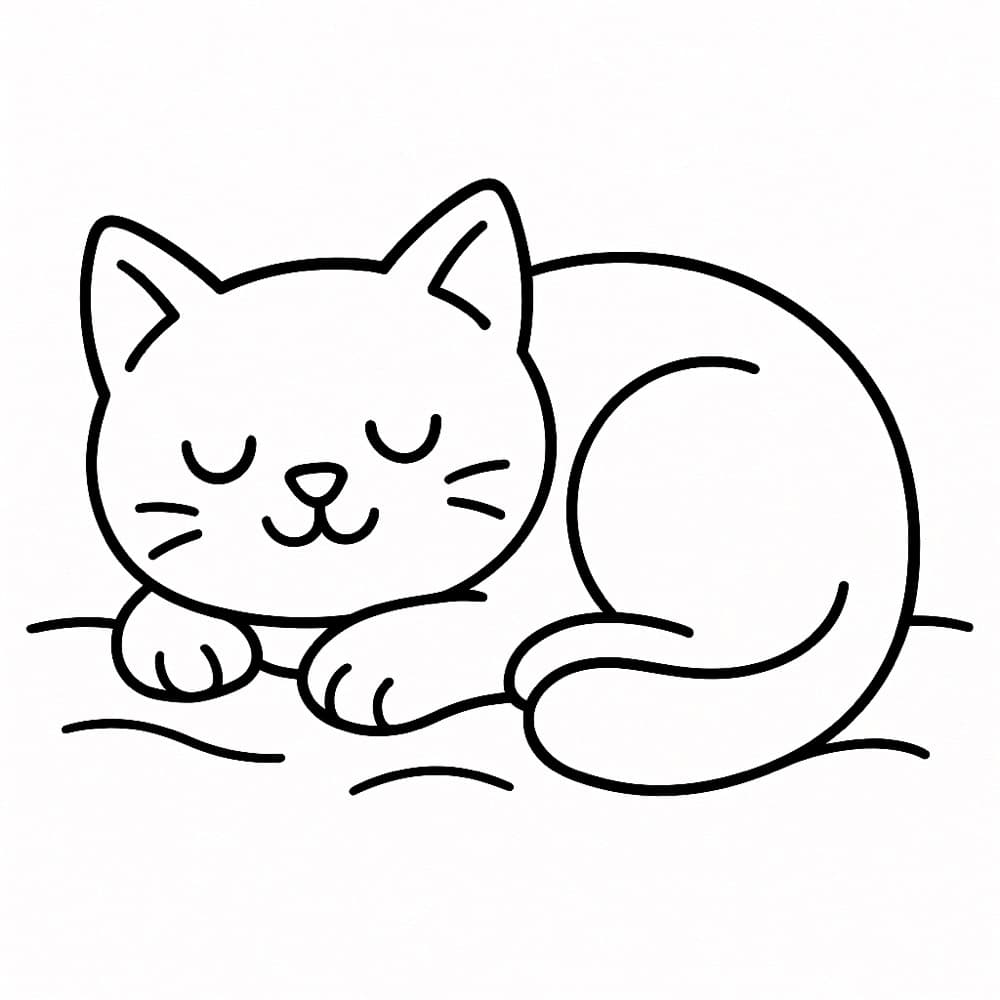 卡通猫填色页套装预览