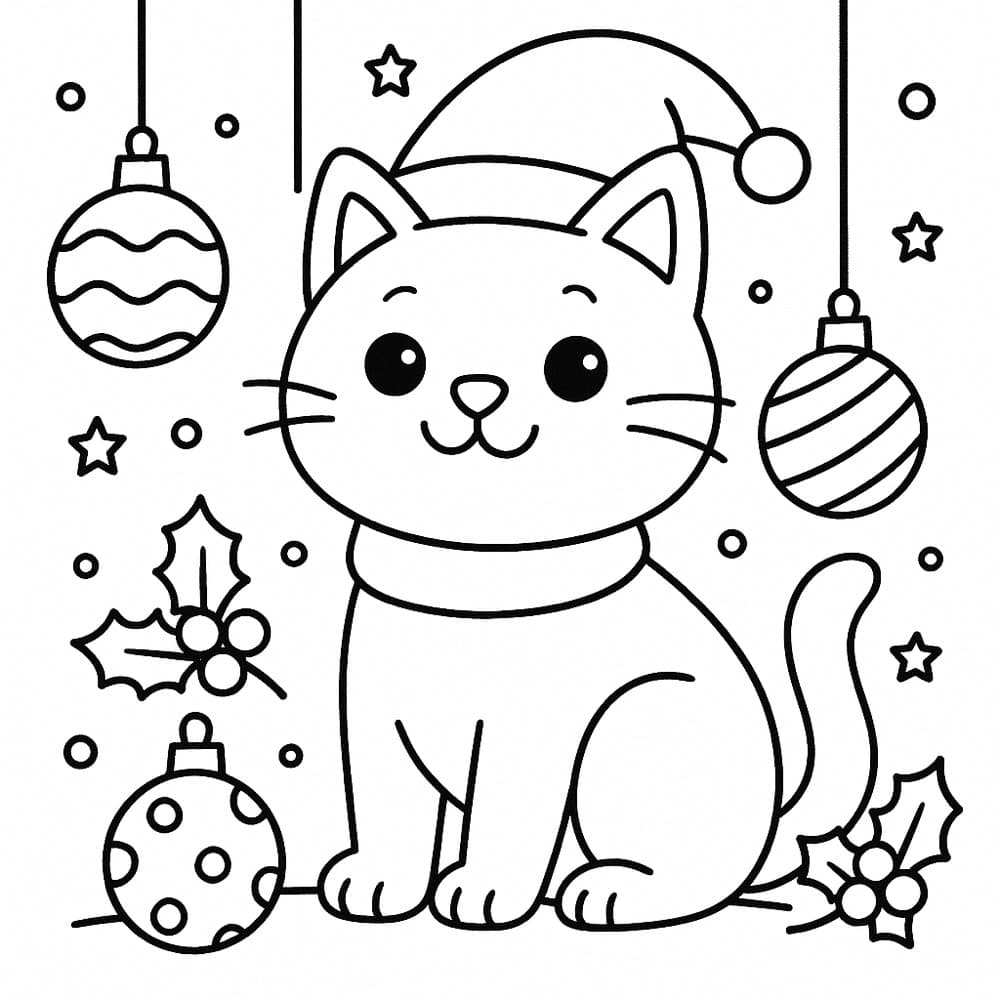 高级猫咪填色页套装预览