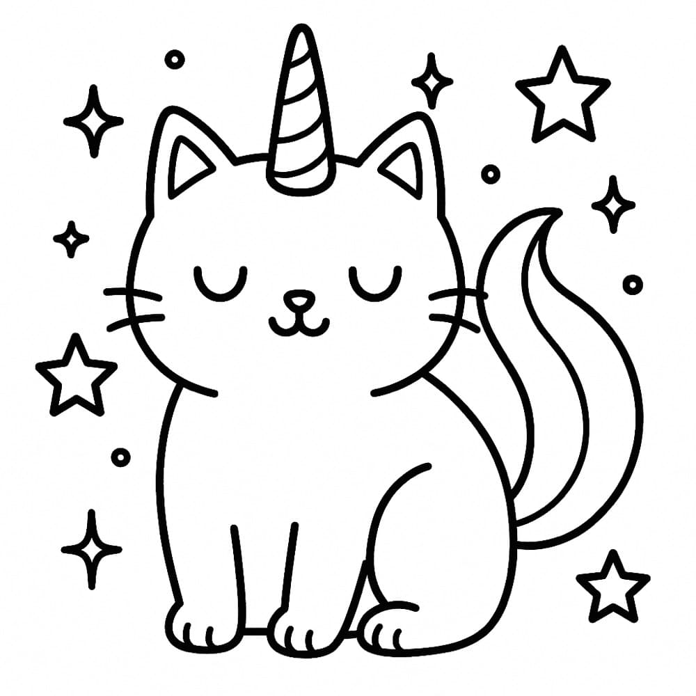 可爱小猫填色页套装预览